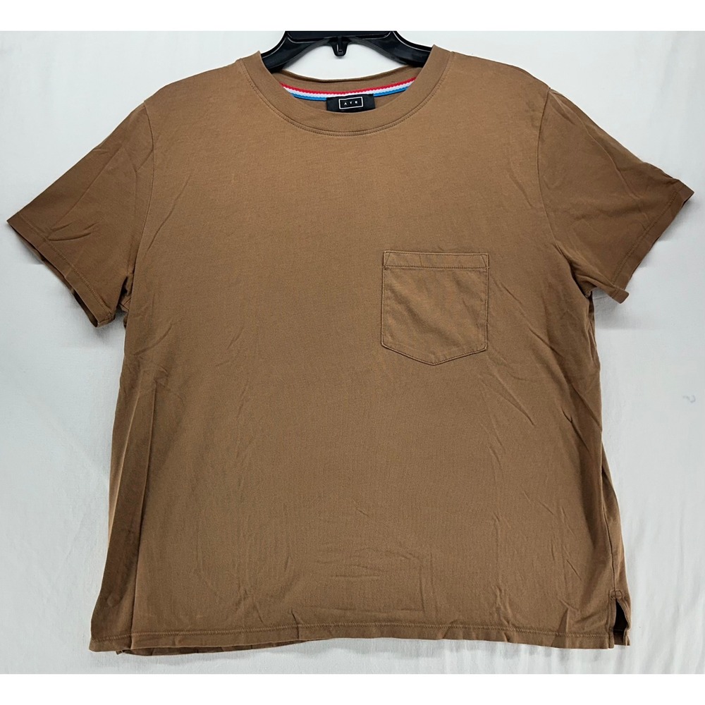 AYR Womens Brown Pima Cotton Short Sleeve Pocket T-Shirt Size S E1566